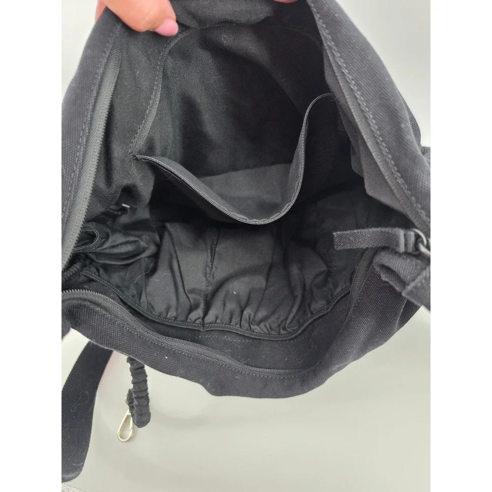 BÉIS The Carryall Crossbody Bag Black Cotton Canvas Crescent Shoulder Bag